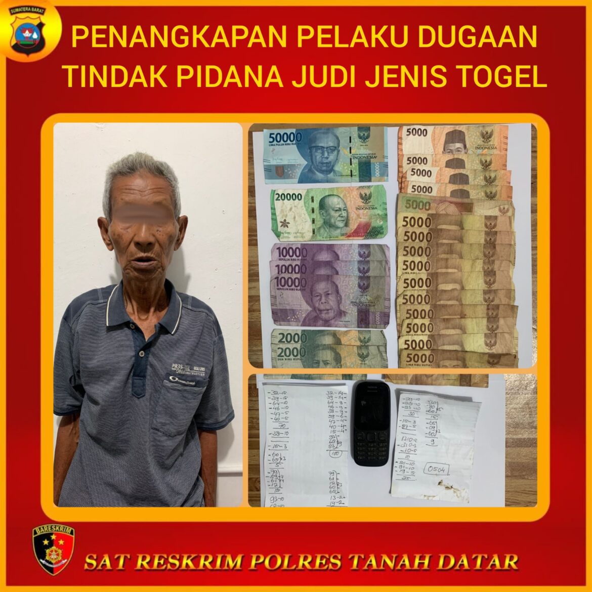 Gaek Berusia 75 Tahun Di Padang Ganting Ditangkap Tim Polres Tanah Datar
