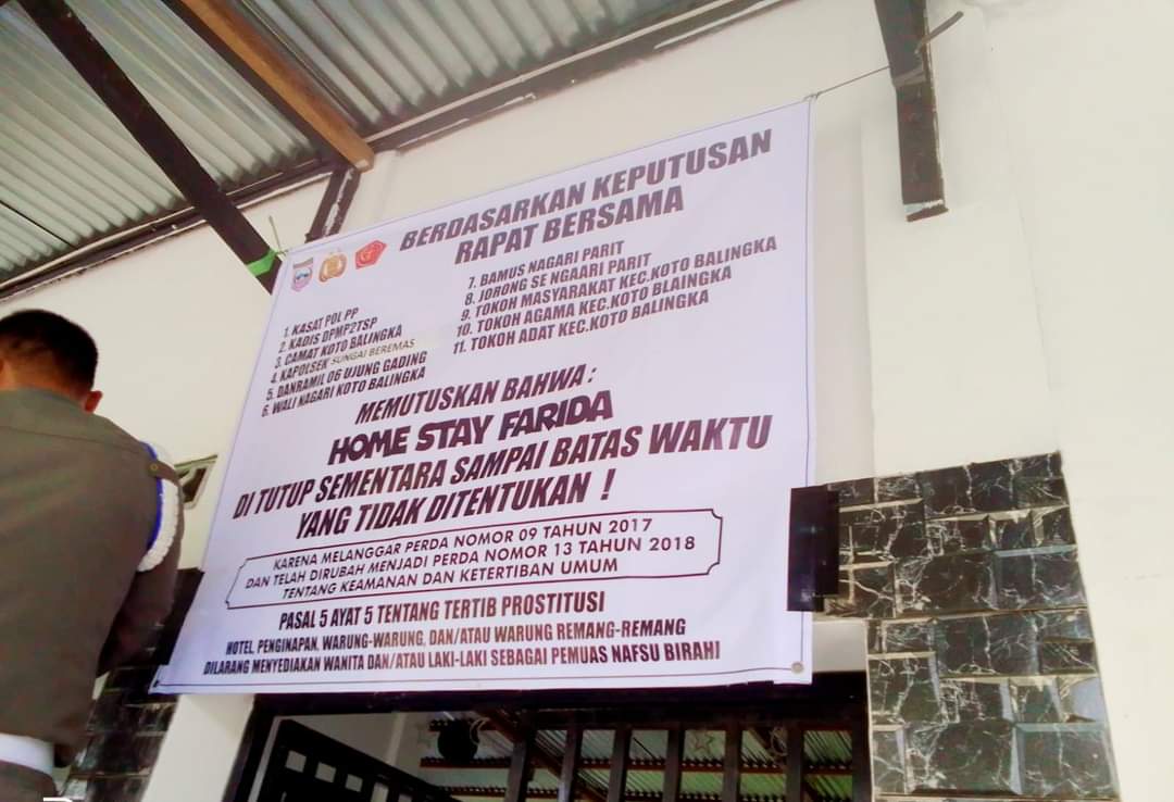 Memalukan, Home Stay Farida, Nagari Parit, Kecamatan Koto Balingka DiTutup, ini Kasusnya