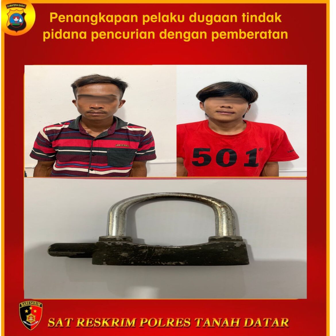 Dua Pemuda Di Kecamatan Sungayang Dibekuk Tim Sat Reskrim Polres Tanah Datar