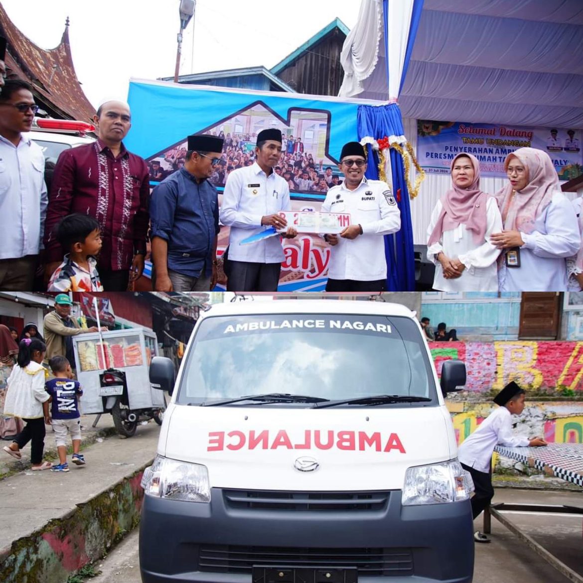 Bupati Tanah Datar  Serahkan  Ambulance Untuk  Nagari Koto Baru Kecamatan Sungai Tarab