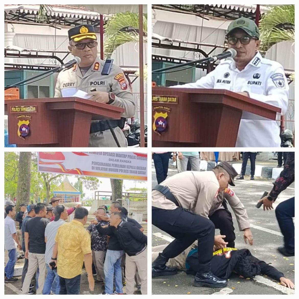Polres Tanah Datar Gelar Peragaan Sispam Kota Pengamanan Pilkada Tahun 2024
