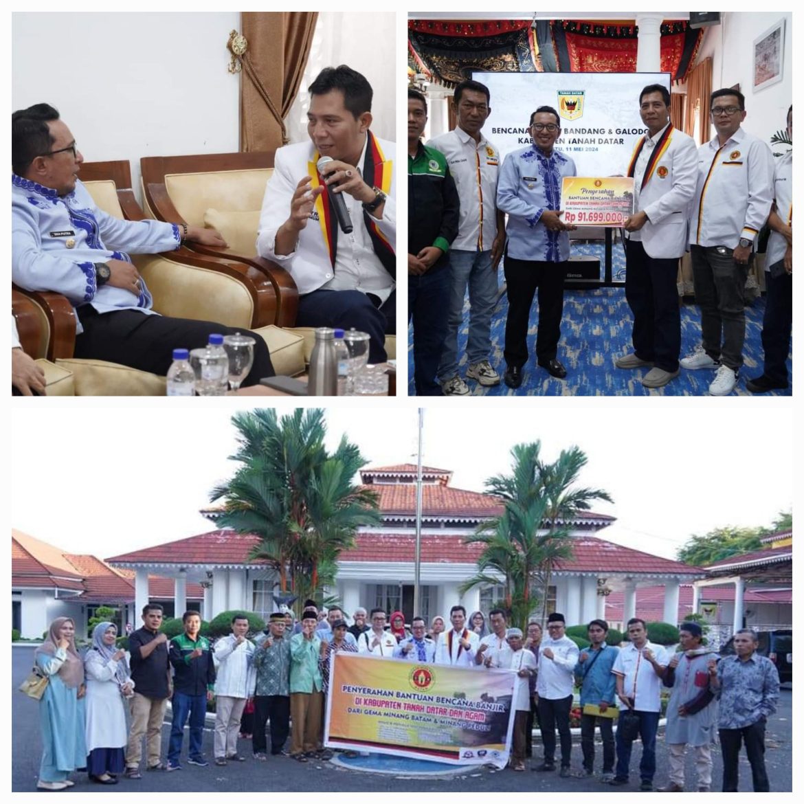 Gema Minang Kota Batam Serahkan Bantuan Untuk Mesjid Dan Mushala Terdampak Banjir Bandang Dan Longsor Tanah Datar