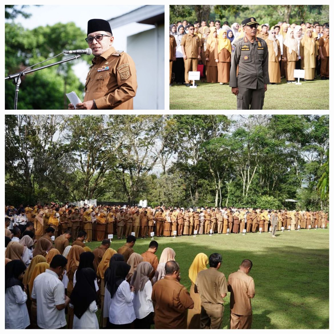 Bupati Tanah Datar Pimpin  Apel Gabungan Bagi ASN dan Non ASN Di Halaman Kantor Bupati