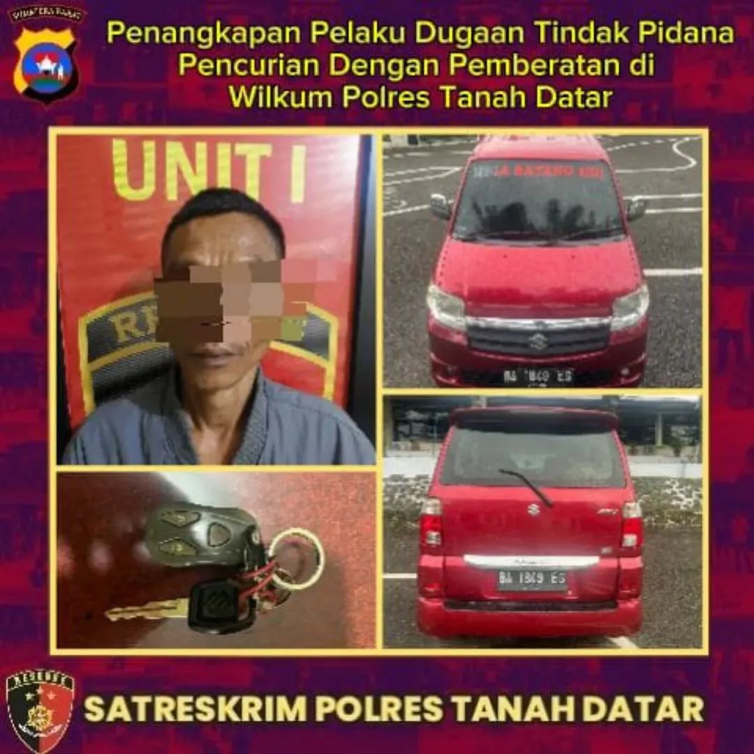 Kurang 12 Jam, Pelaku Pencurian Mobil “RSIA Sayang Ibu Batusangkar Berhasil Dibekuk Tim Polres Tanah Datar
