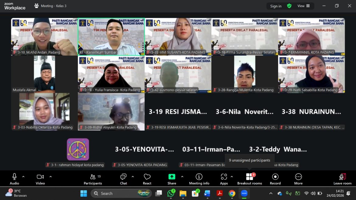 Pelatihan Paralegal Kemenkum HAM Sumbar, Advokat Mustafa Akmal SH MH Tekankan Pentingnya Komunikasi Efektif”