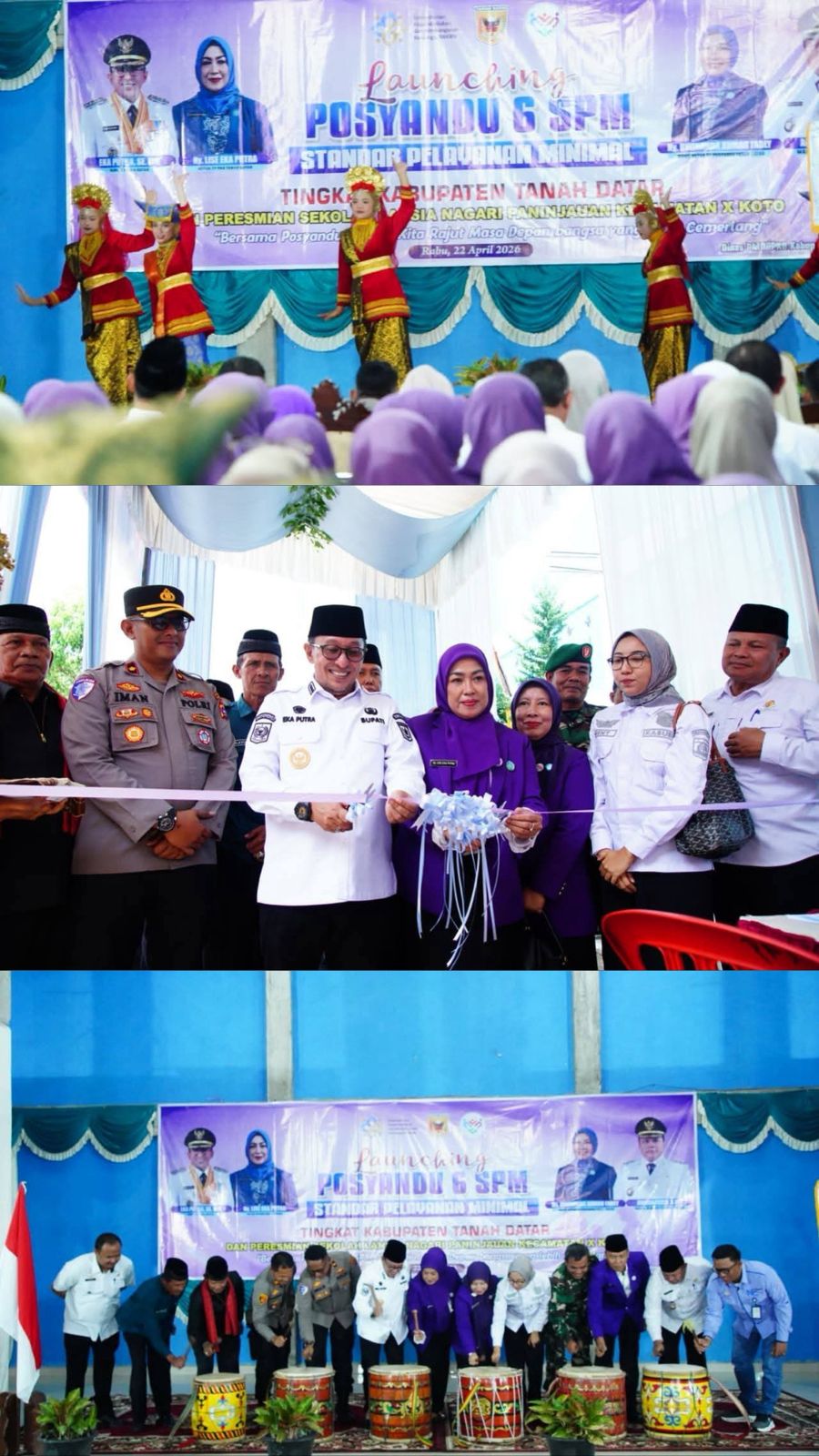 Bupati Tanah Datar Resmikan Sekolah Lansia Dan Launching Posyandu Mawar Merah Nagari Paninjauan