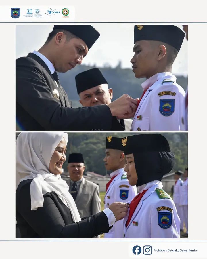 Walikota Riyanda Putra  Serahkan PIN kepada Jajaran Paskibra Kota Sawahlunto