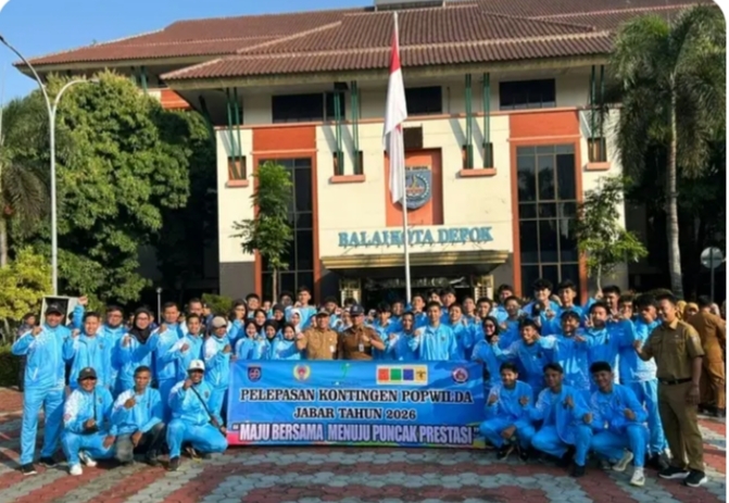 55 Atlit Pelajar Kota Depok Dilepas Sekda Ikuti Pekan Olahraga Pelajar Wilayah Daerah Jawa Barat