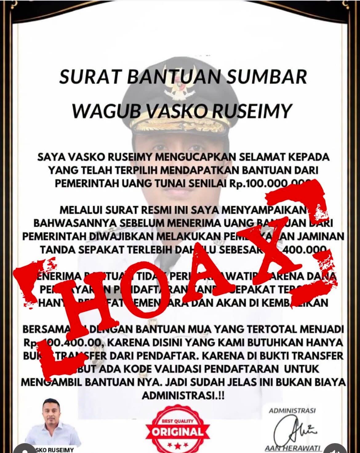 Wakil Gubernur Sumbar Ingatkan Masyarakat Waspadai Modus Penipuan Gunakan AI dan Catut Identitas Pejabat