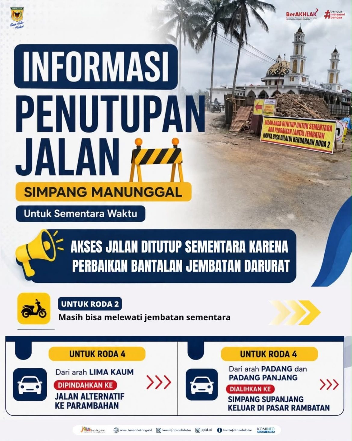 Perbaikan Jembatan Manunggal, Arus Kendaraan Roda Empat Dialihkan Mulai 21–28 Juli 2026